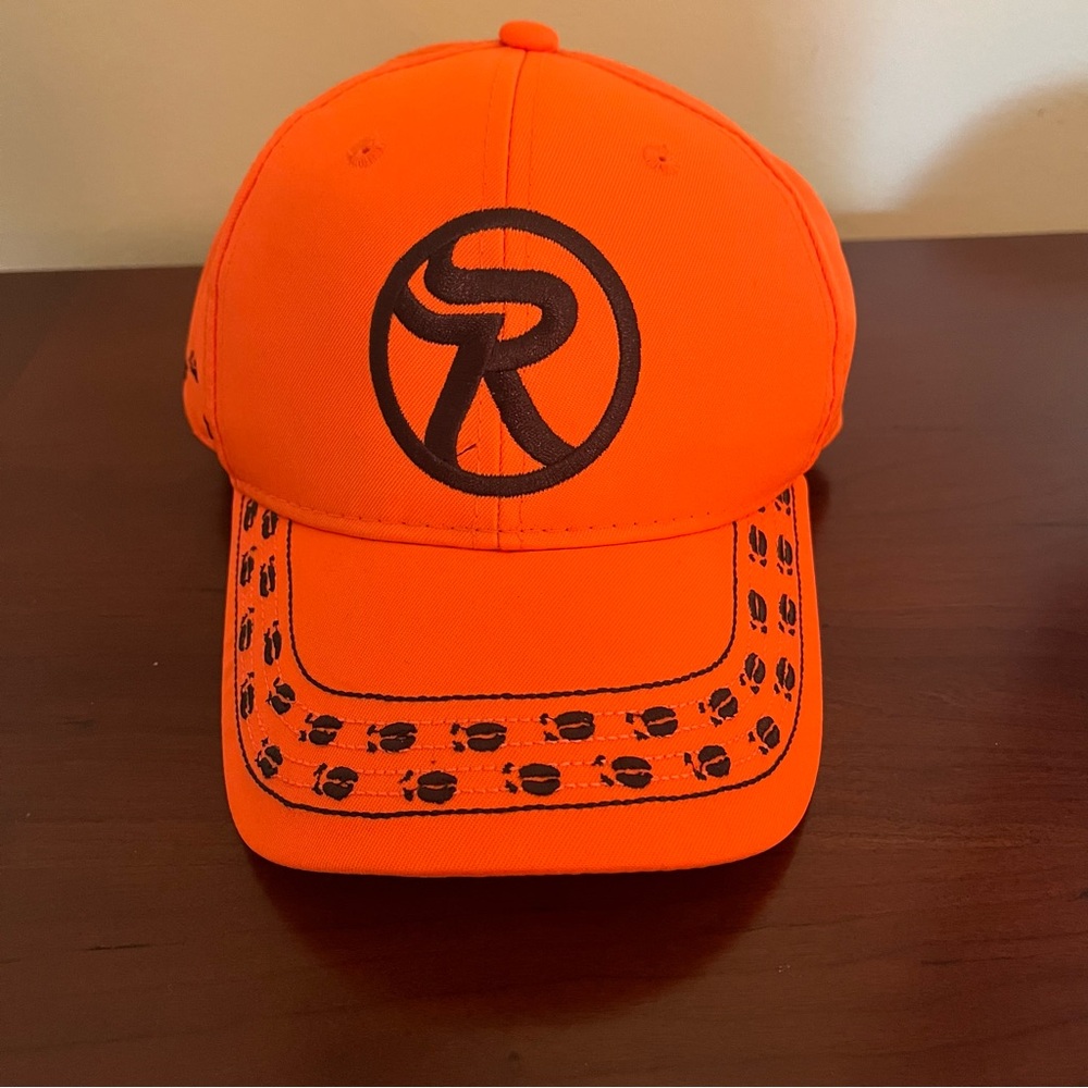Runnings Adjustable Blaze Orange Hunting  / Trapping Cap with Black Logo
